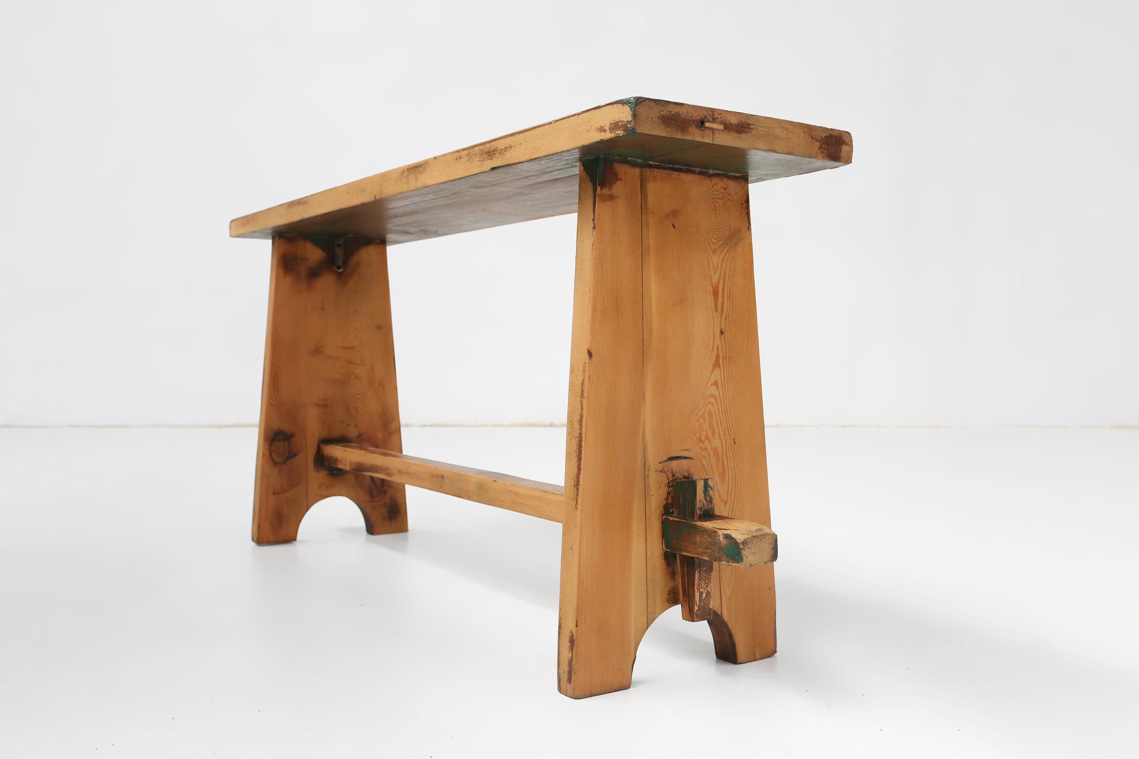 Rustic mid-century wooden bench, France ca. 1900 For Sale 2