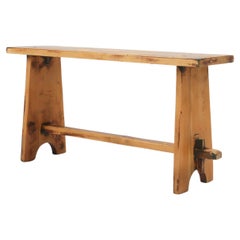 Antique Rustic mid-century wooden bench, France ca. 1900