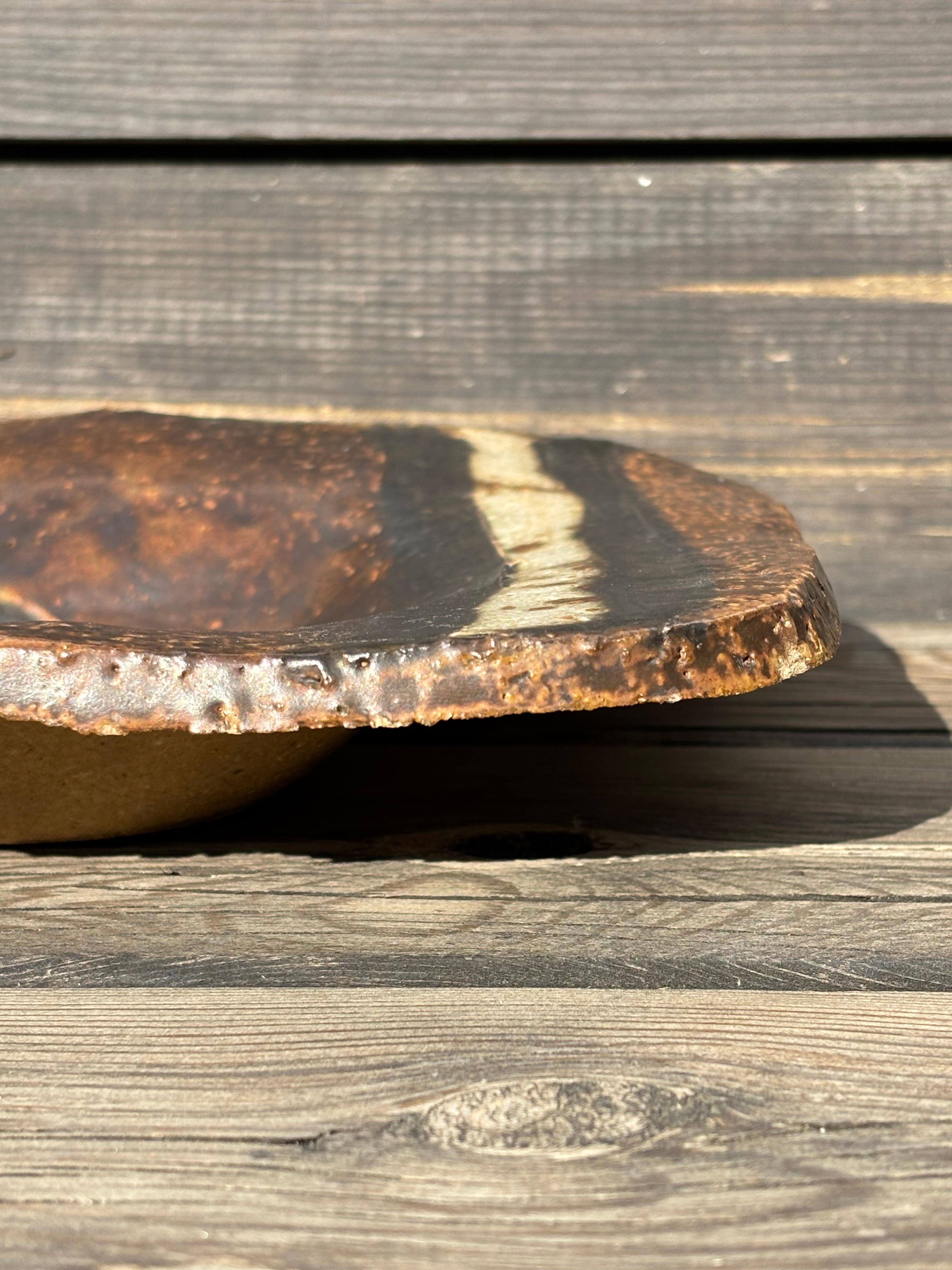 20th Century Rustic Midcentury Ceramic Art Plate, 1979 For Sale