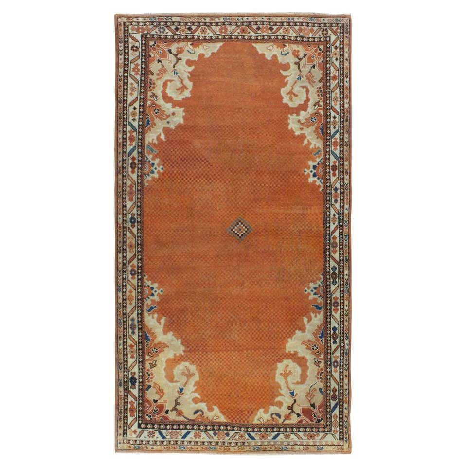 Small Persian Fereghan Folk Rug in Rust and Ivory at 1stDibs