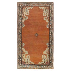Vintage Rustic Midcentury Handmade Persian Gallery Rug with Mosaic Pattern in Rust