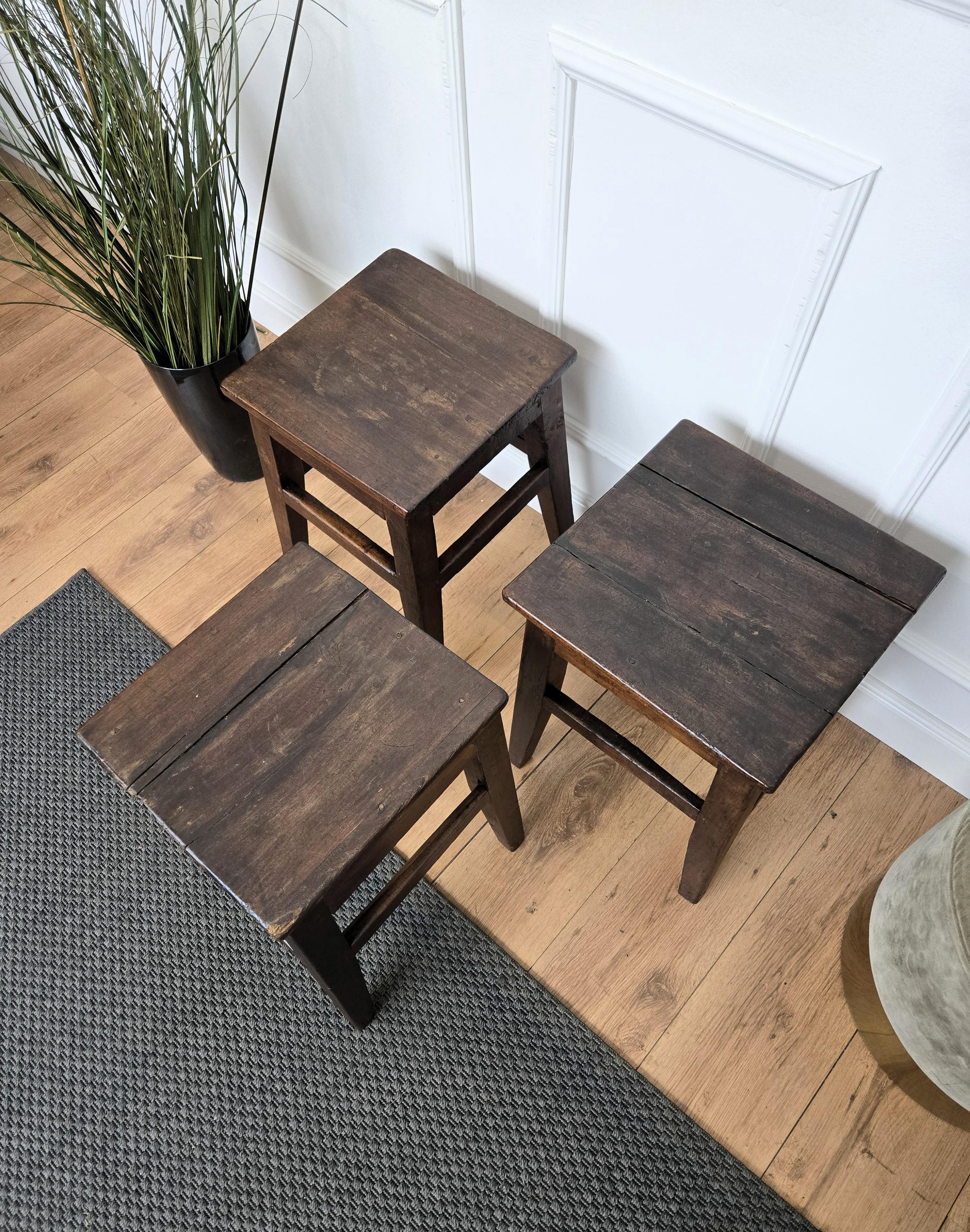 Mesa auxiliar rústica minimalista italiana de madera Banco Taburete Asiento en venta 2