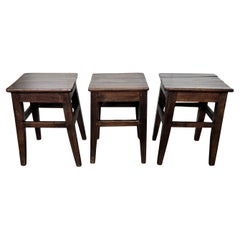 Rustic Minimal Italian Wooden Side Table Bench Stool Seat