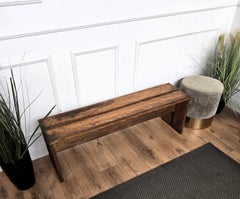 Rustic Minimal Waterfall Italian Vintage Wooden Bench Side Table