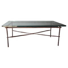 Rustic Minimalist Forged Iron and Glass Coffee Table