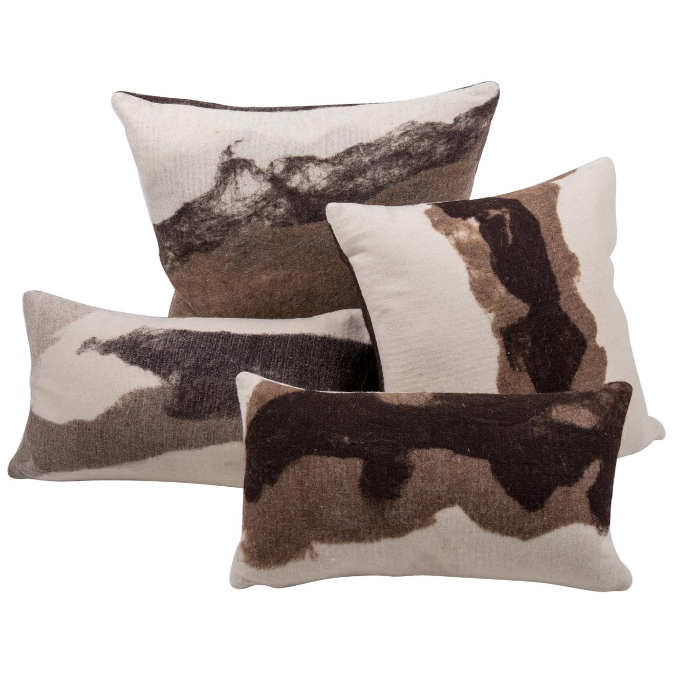 Américain Coussin en laine artisanale rustique et moderne 