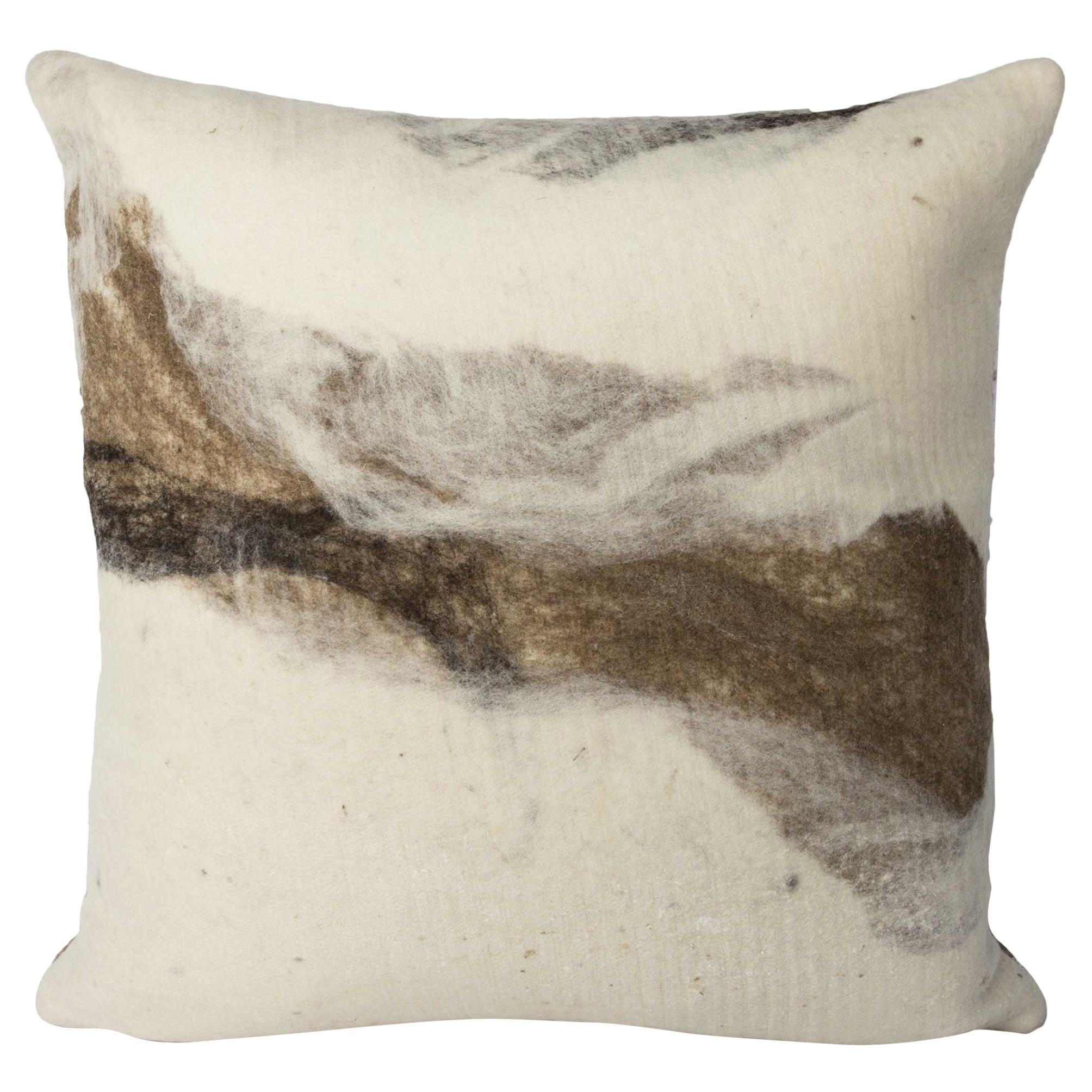 Rustic Modern Artisan Wool "Tahoe" Pillow - 24" Square For Sale