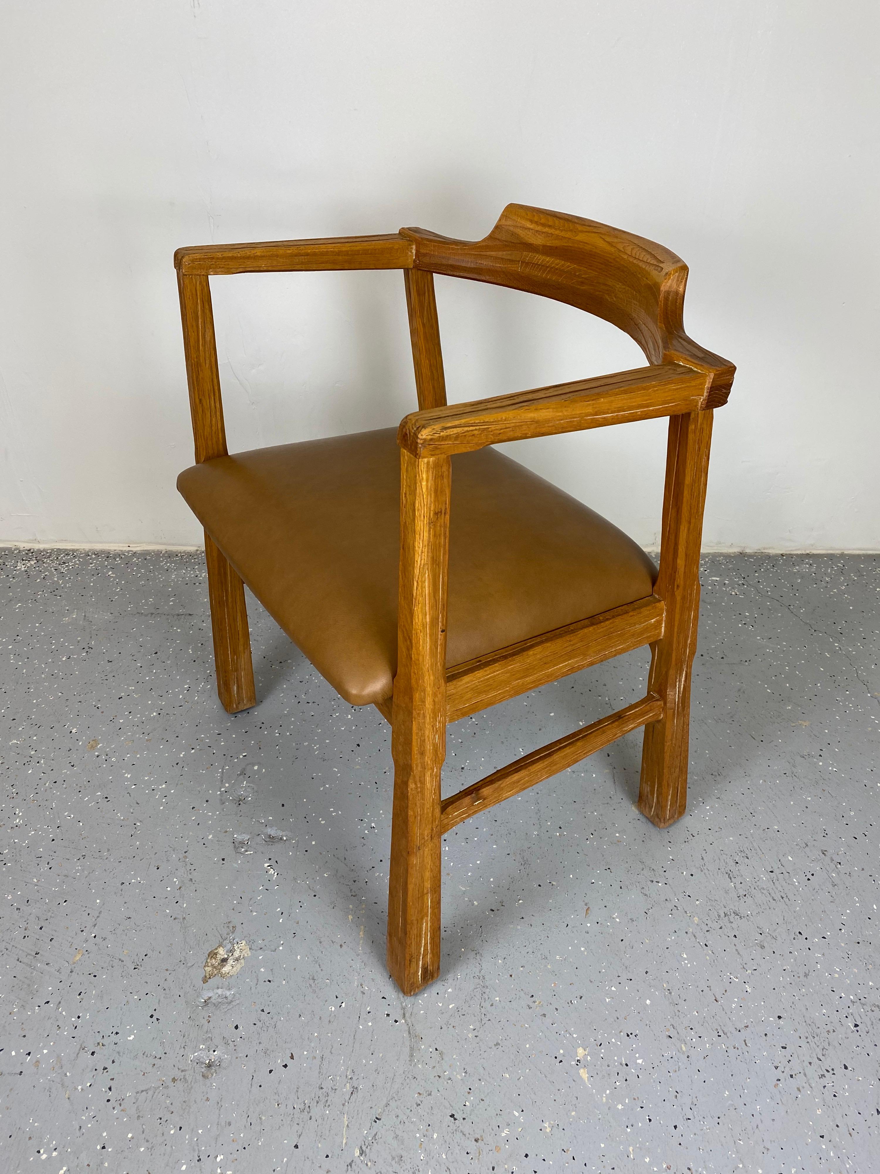 Mid-Century Modern Rustic Modern Brandt Ranch Oak Dining Chairs, Set of 4