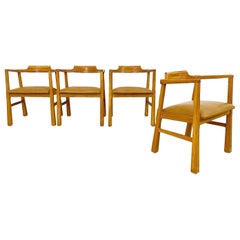 Vintage Rustic Modern Brandt Ranch Oak Dining Chairs, Set of 4