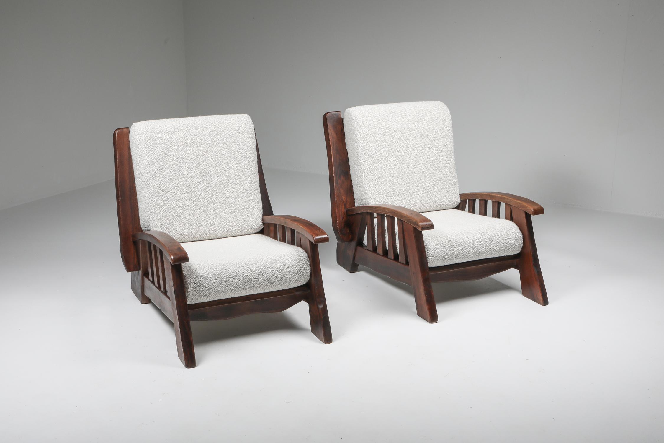 Walnut, bouclé wool, rustic modern, pair of easy chairs, Switzerland, 1960s

Wabi sabi set reupholstered in a fabulous and high end bouclé.
Would fit well in an Axel Vervoordt inspired decor.



 