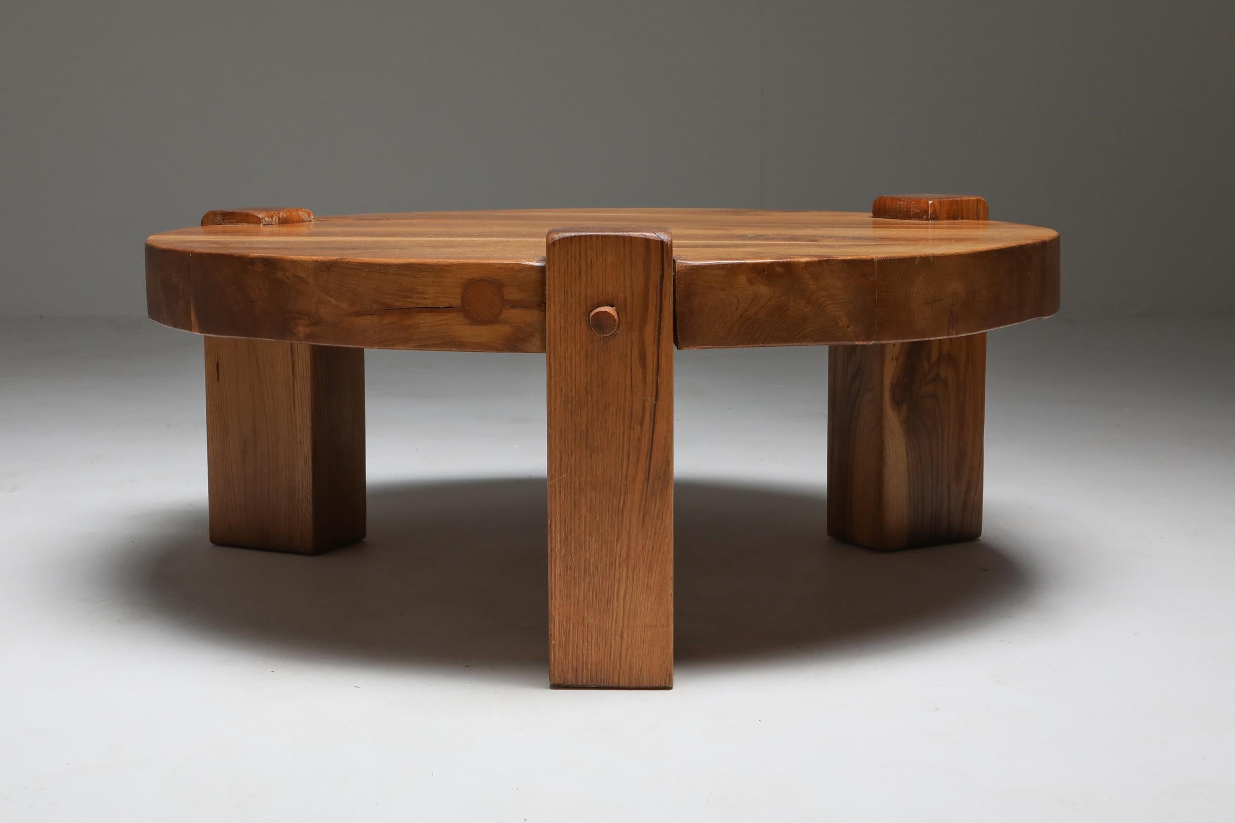 Mid-20th Century Rustic Modern Coffee Table in Solid Oak