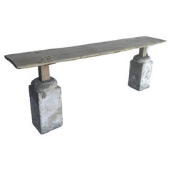 Rustic Modern Console Table of Stone and Wood