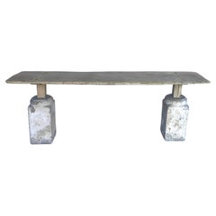 Rustic Modern Console Table of Stone and Wood