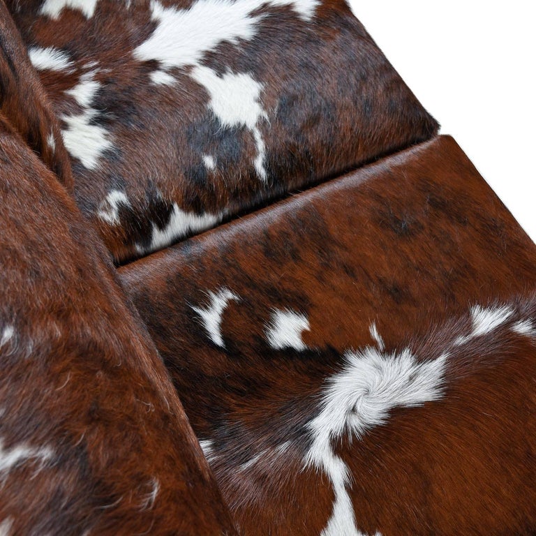 Rustic Modern Cowhide Leather Solid Pine Loveseat Sofa Settee by Null