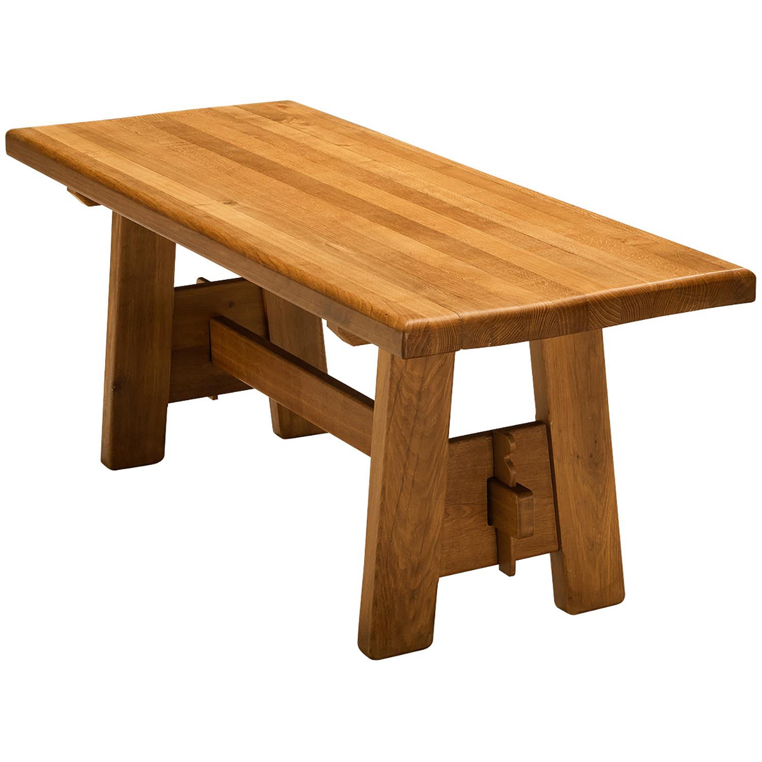 Rustic Modern French Dining Table in Oak 1950s