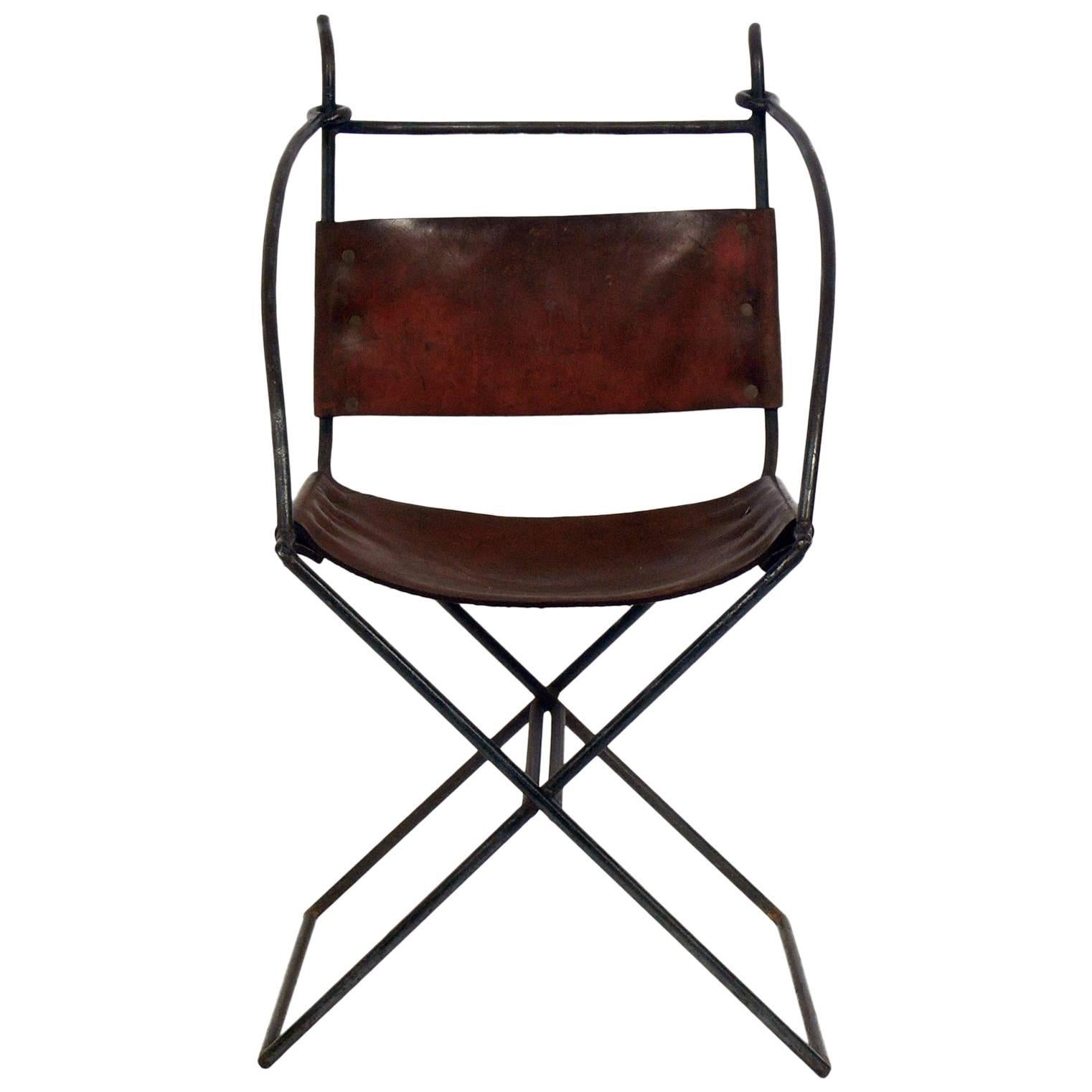 Rustic Modern Iron and Leather Chair
