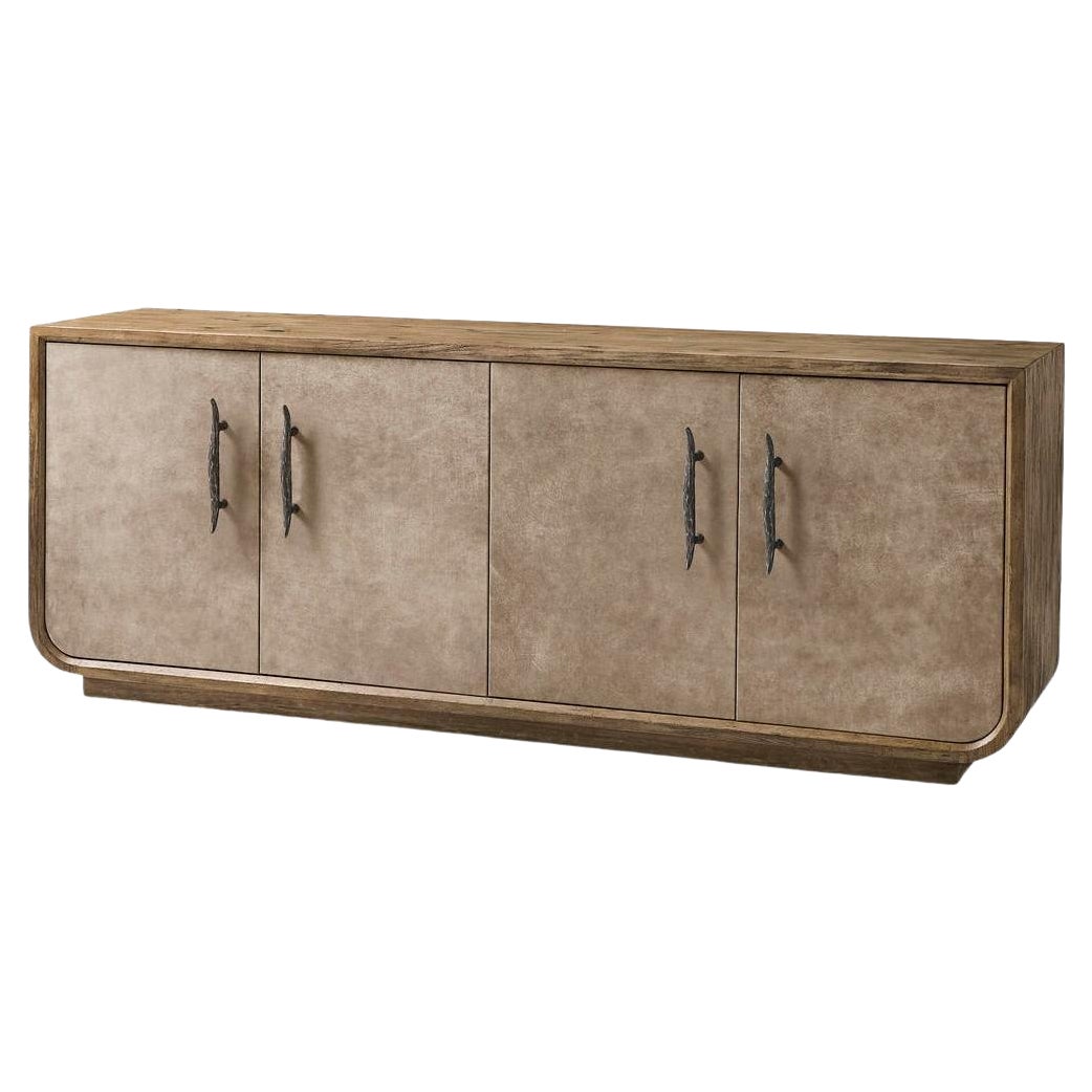 Rustic Modern Leather Front Credenza