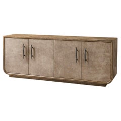 Rustic Modern Leather Front Credenza