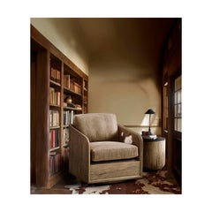 Rustic Modern Leather Swivel Armchair