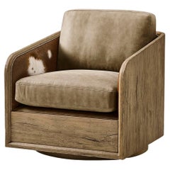 Rustic Modern Leather Swivel Armchair