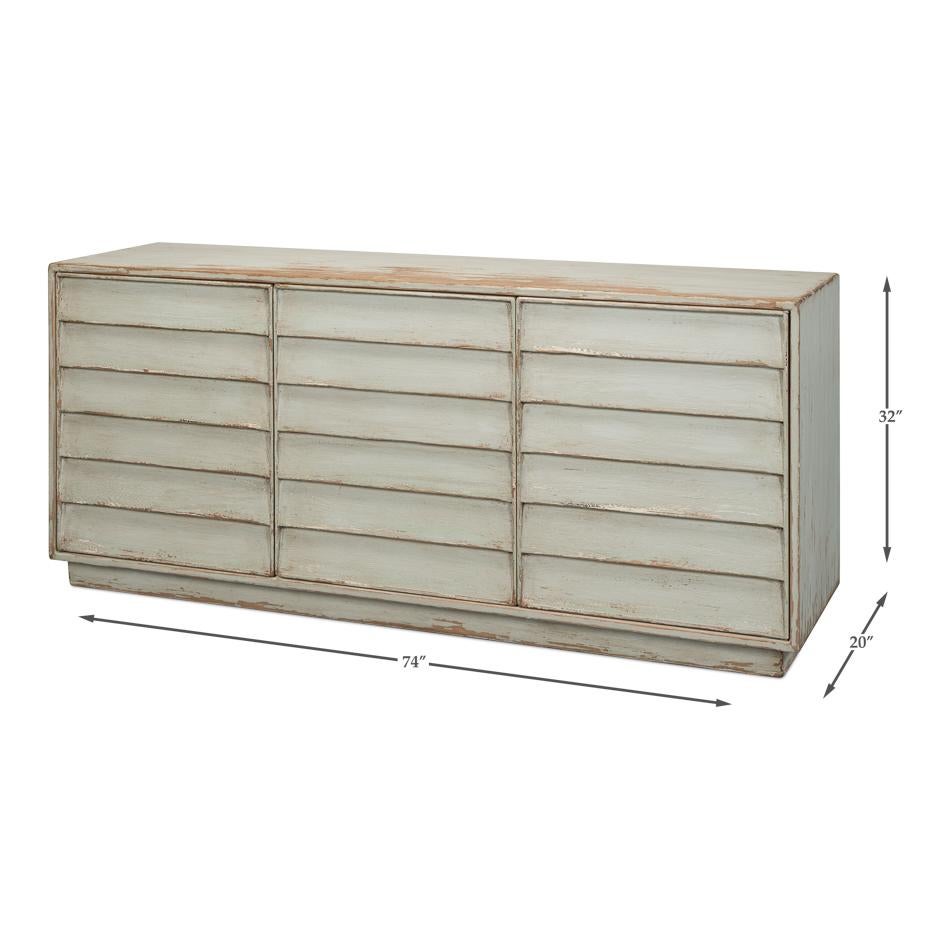 Rustic Modern Louvered Sideboard - Sage For Sale 4