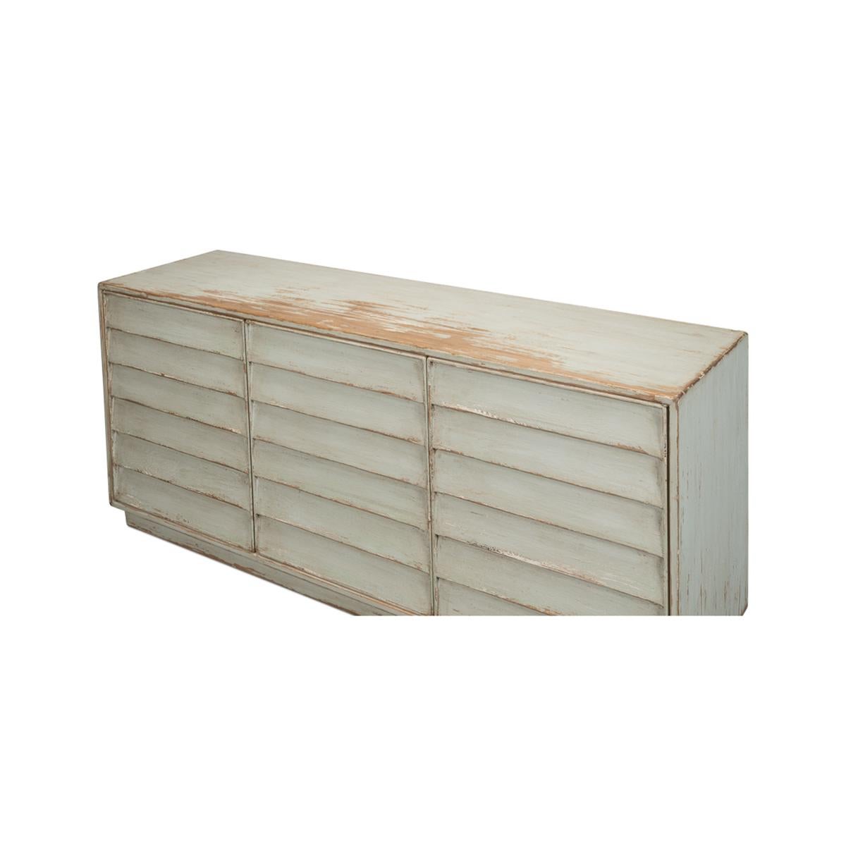 Rustic Modern Louvered Sideboard - Sage In New Condition For Sale In Westwood, NJ
