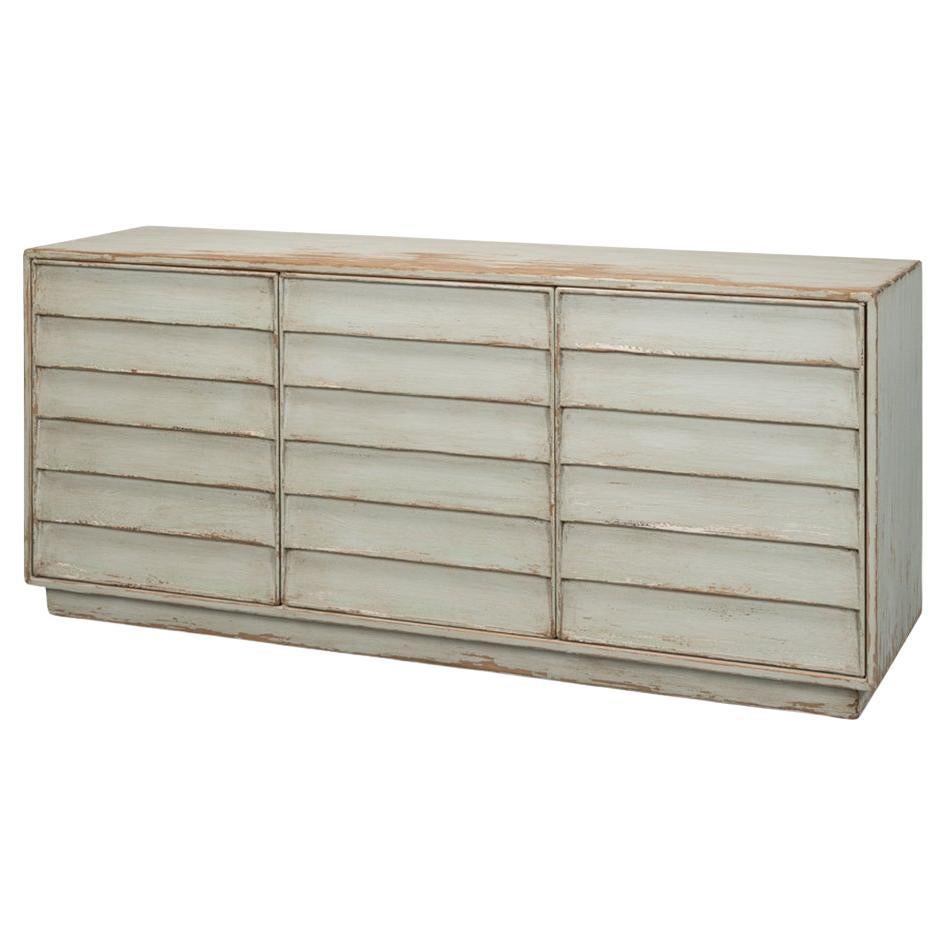 Rustic Modern Louvered Sideboard - Sage For Sale