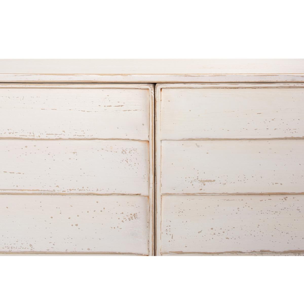 Wood Rustic Modern Louvered Sideboard - Whitewash For Sale