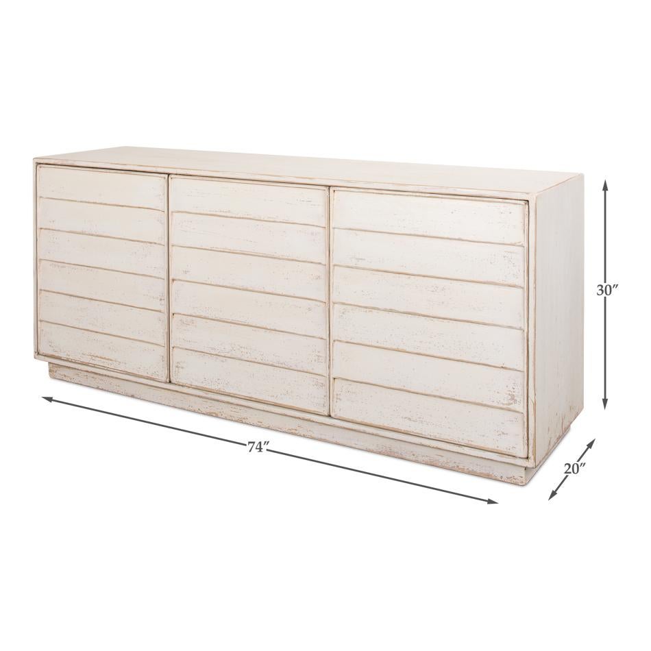 Rustic Modern Louvered Sideboard - Whitewash For Sale 3