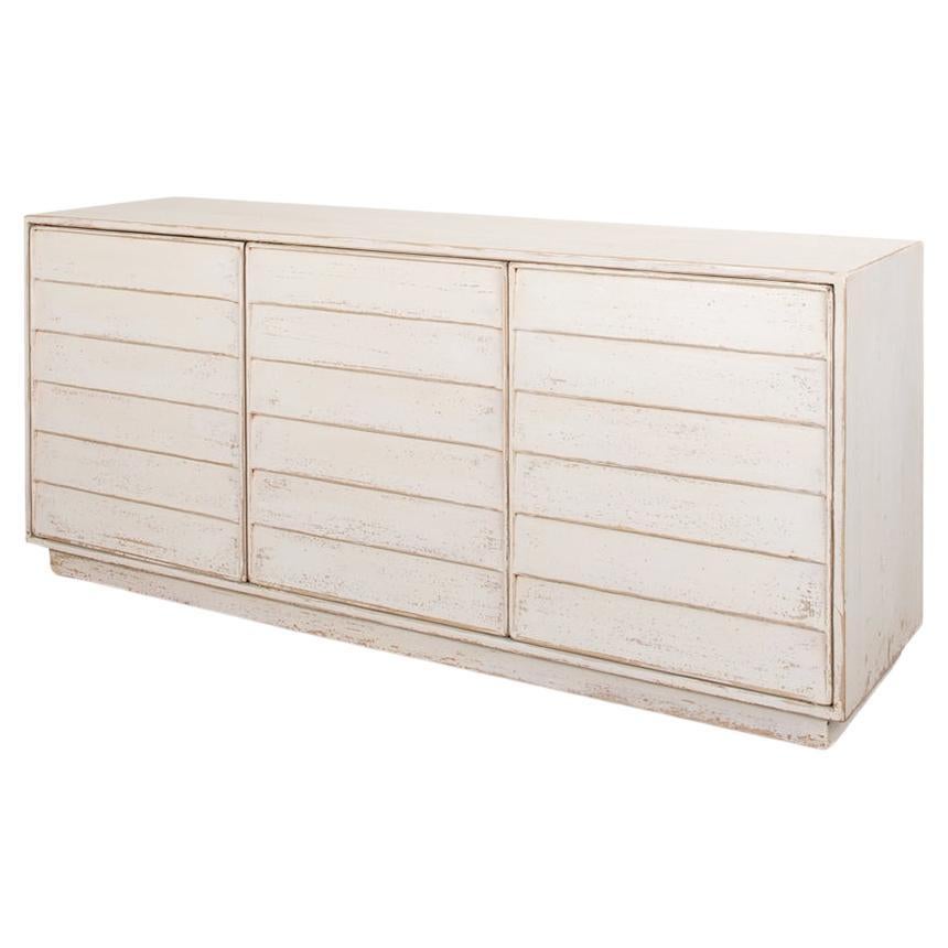 Rustic Modern Louvered Sideboard - Whitewash For Sale