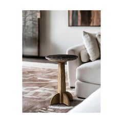 Rustic Modern Marble Pedestal Accent Table