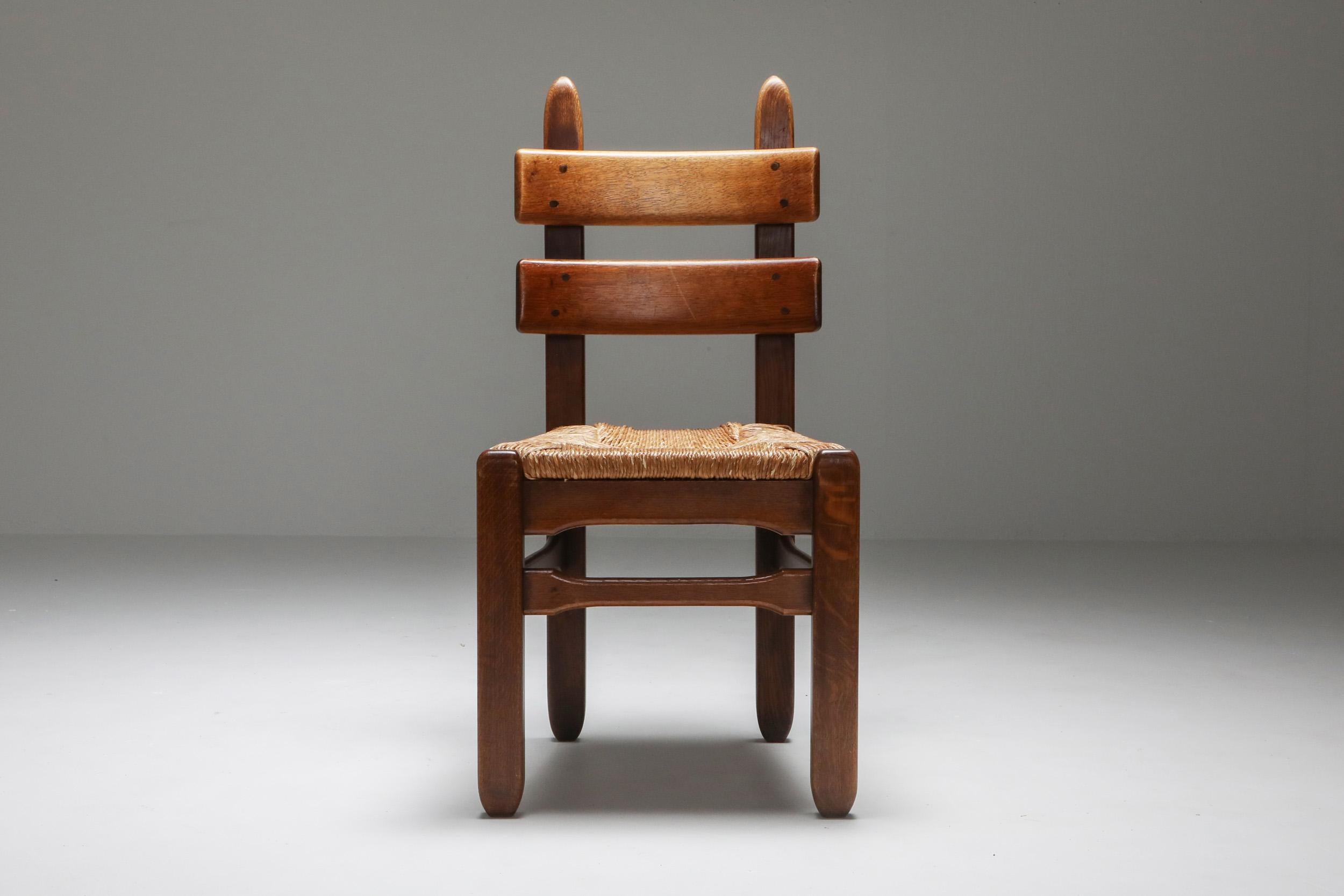 Rustic Modern Oak and Cord Chairs 7