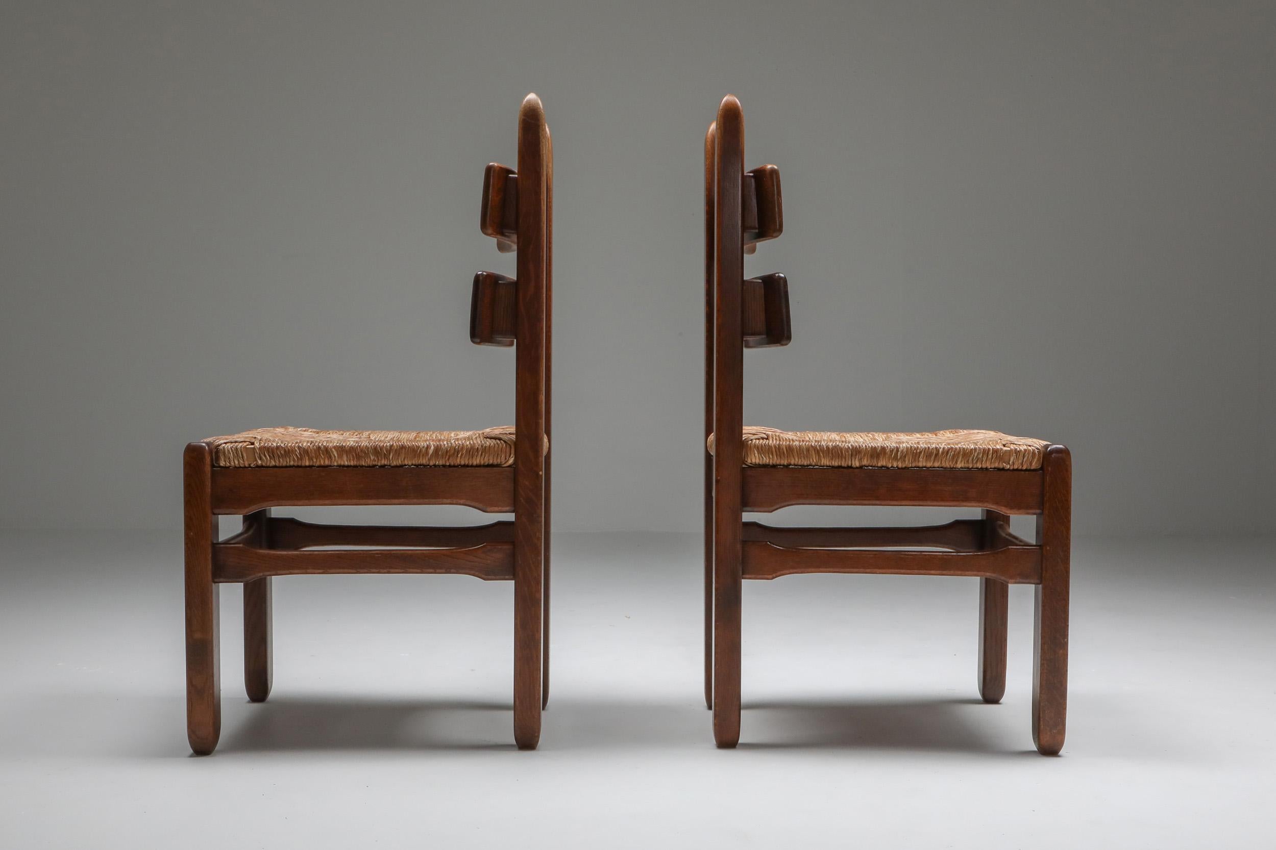 Rustic Modern Oak and Cord Chairs 1