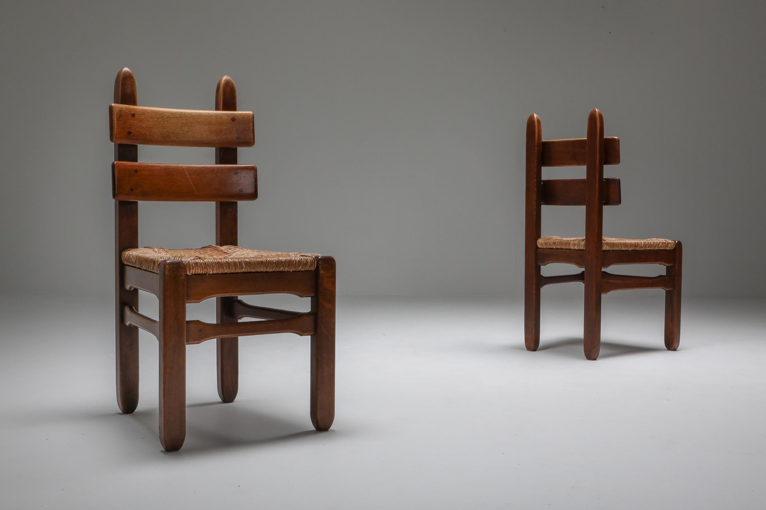 Rustic Modern Oak and Cord Chairs 3