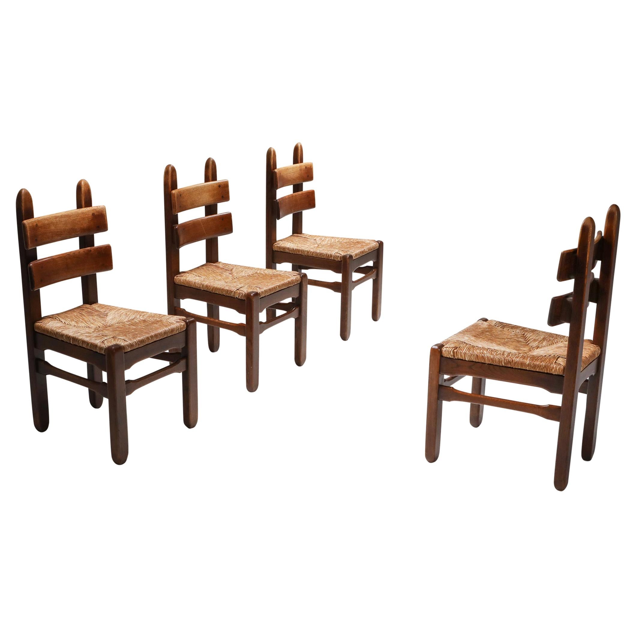 Rustic Modern Oak and Cord Chairs