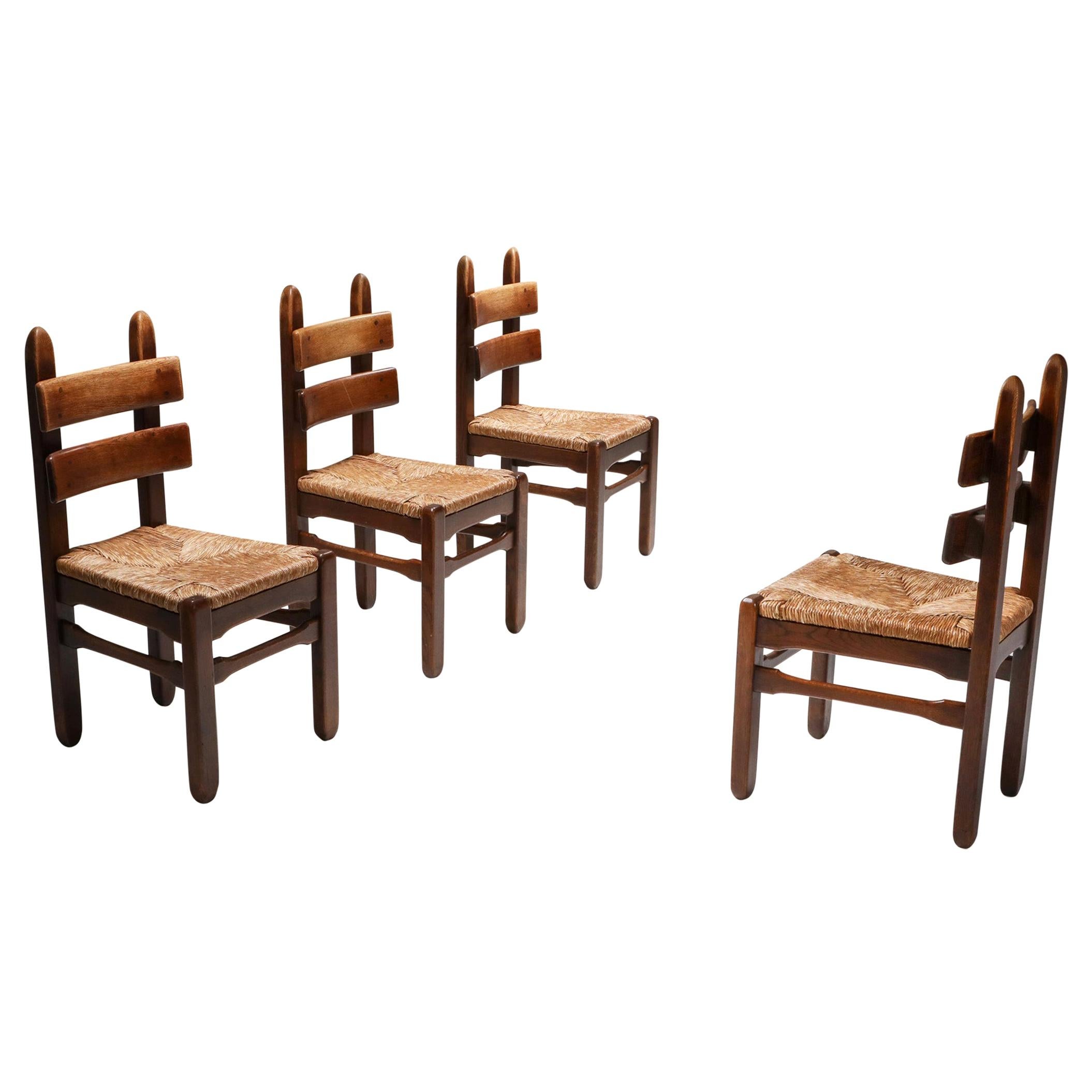 Rustic Modern Oak and Cord Chairs
