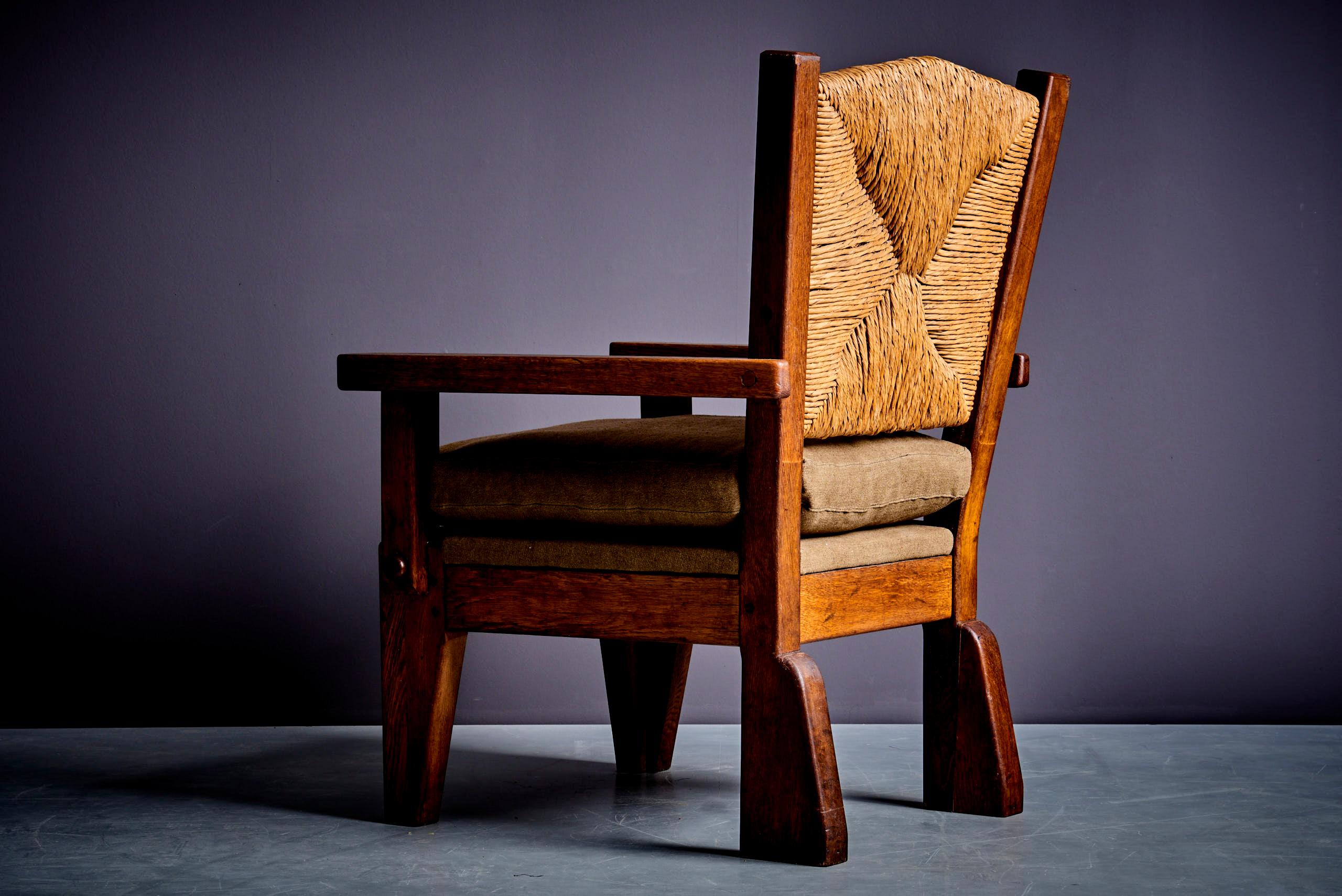 Mid-Century Modern Rustic modern Oak Armchairs Germany 1940s