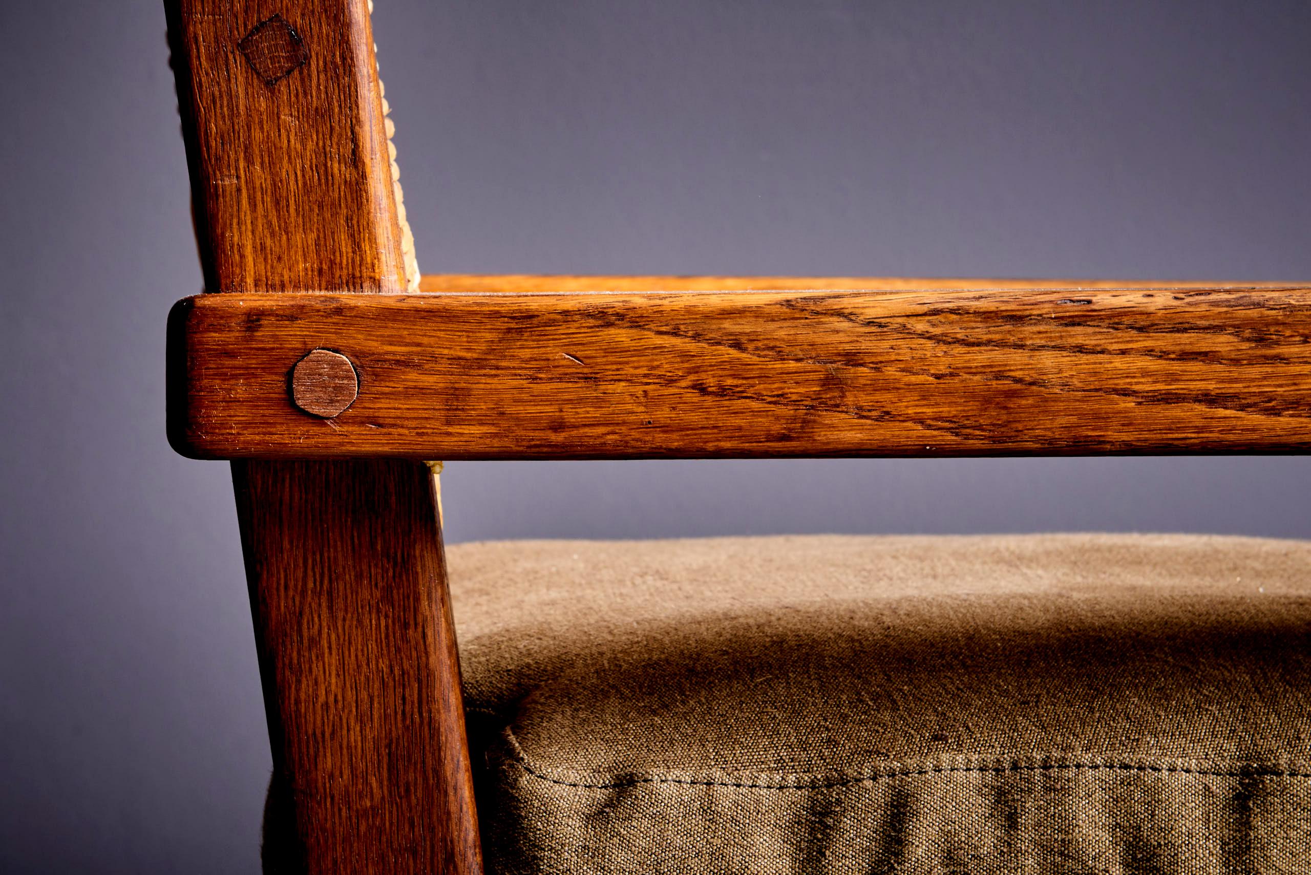 Rustic modern Oak Armchairs Germany 1940s 1