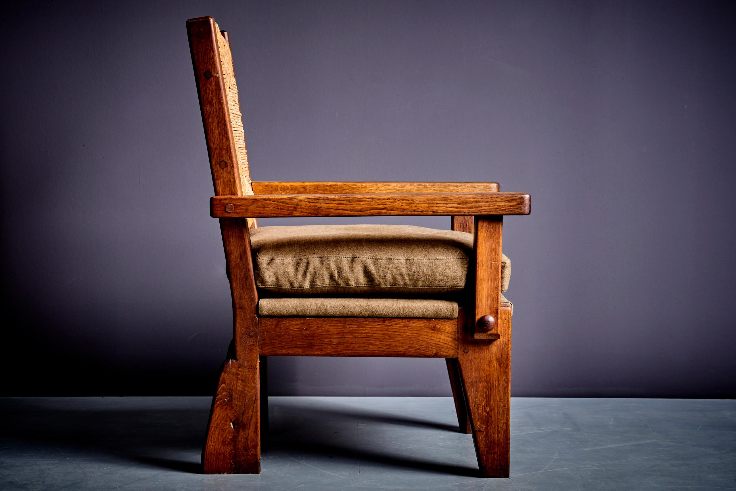 Rustic modern Oak Armchairs Germany 1940s 3