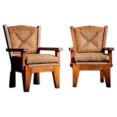 Rustic modern Oak Armchairs Germany 1940s