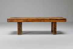 Rustic Modern Oak Bench Coffee Table Wabi Sabi Zen