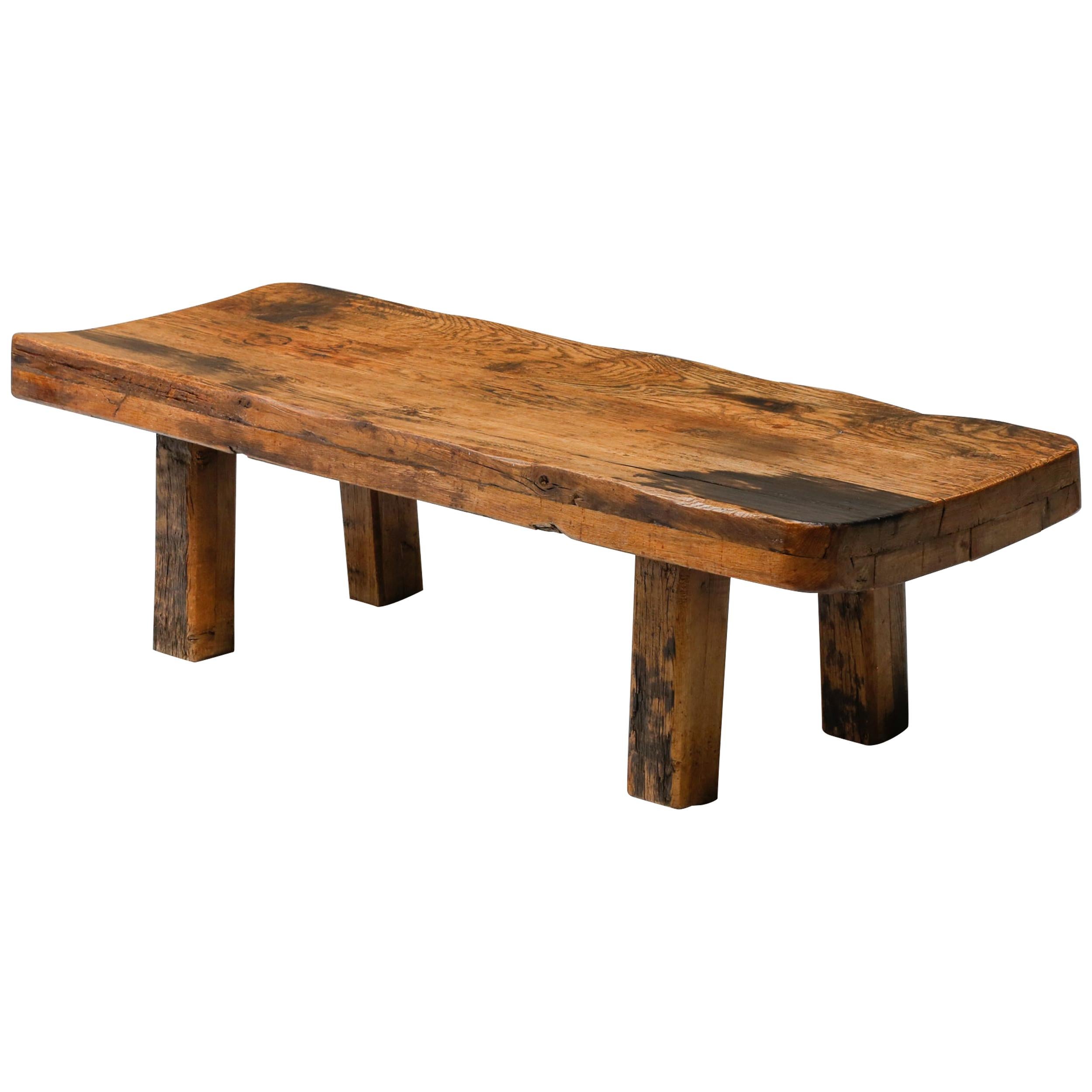 Rustic Modern Oak Bench Coffee Table Wabi Sabi Zen