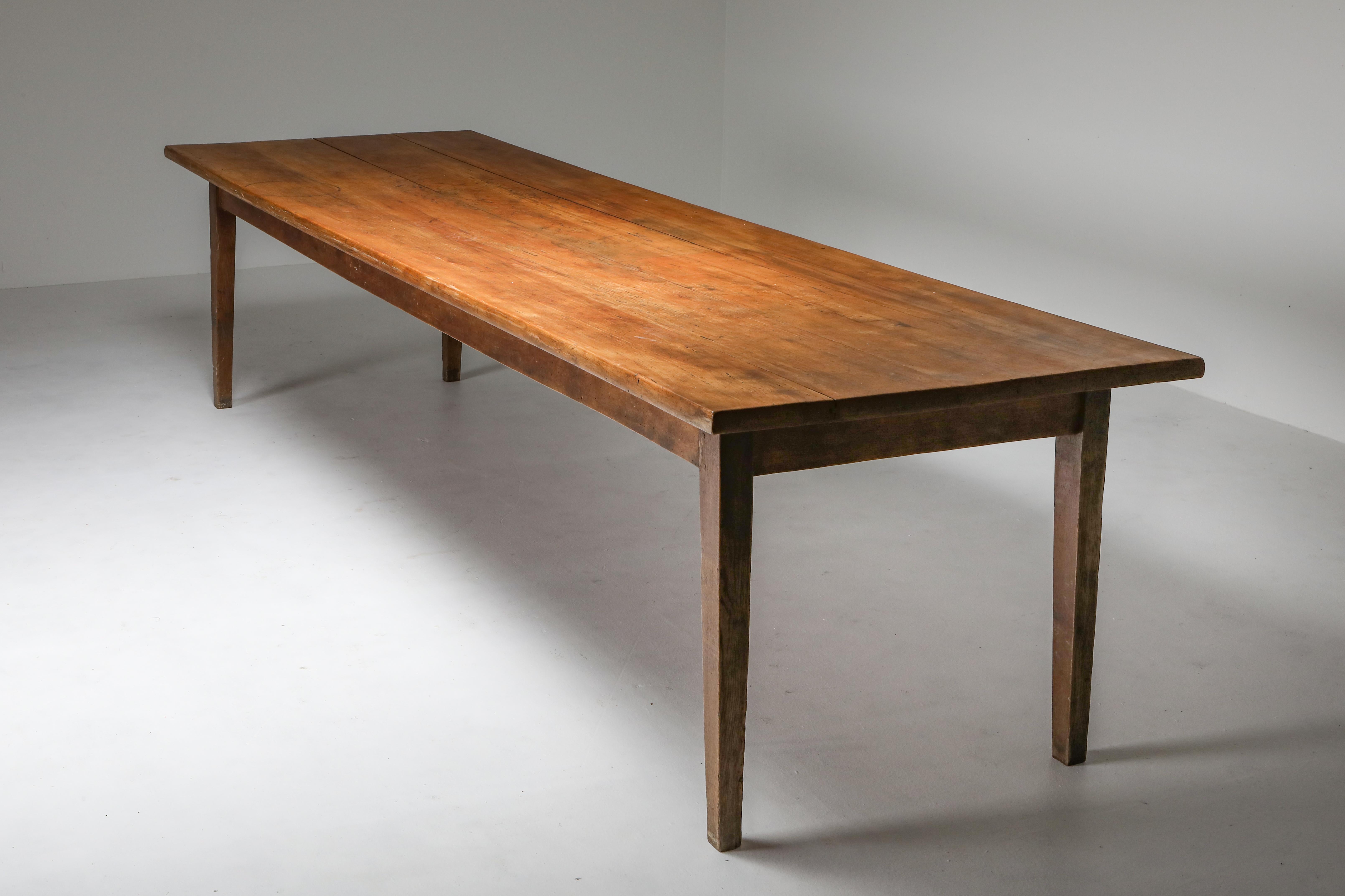 French Rustic Modern Oak Farmer's Table from the Early 20th Century - Zoe