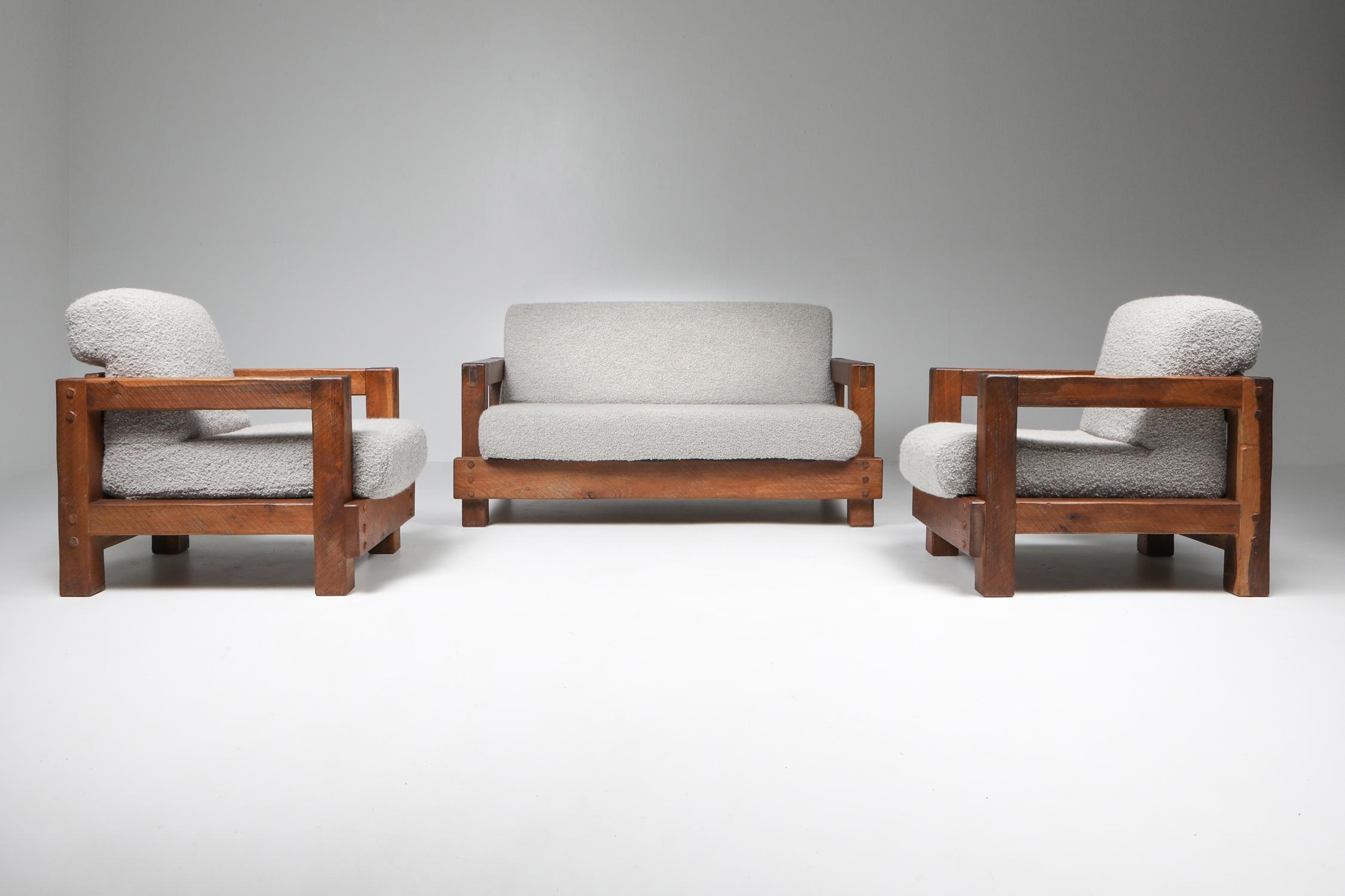 Rustic Modern Primitive Sofa in Bouclé 4