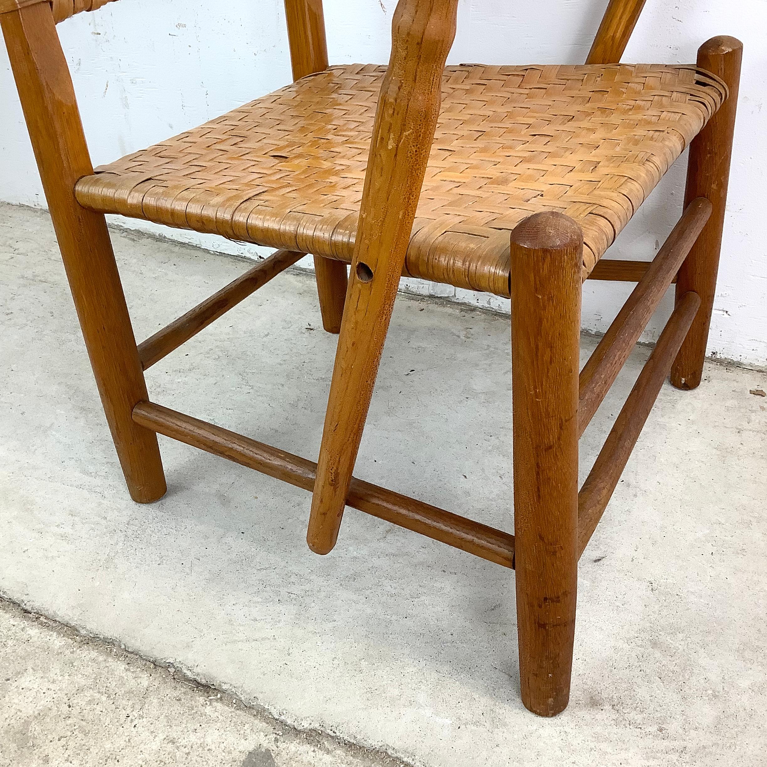 Rustic Modern Rattan Back Armchair For Sale 4
