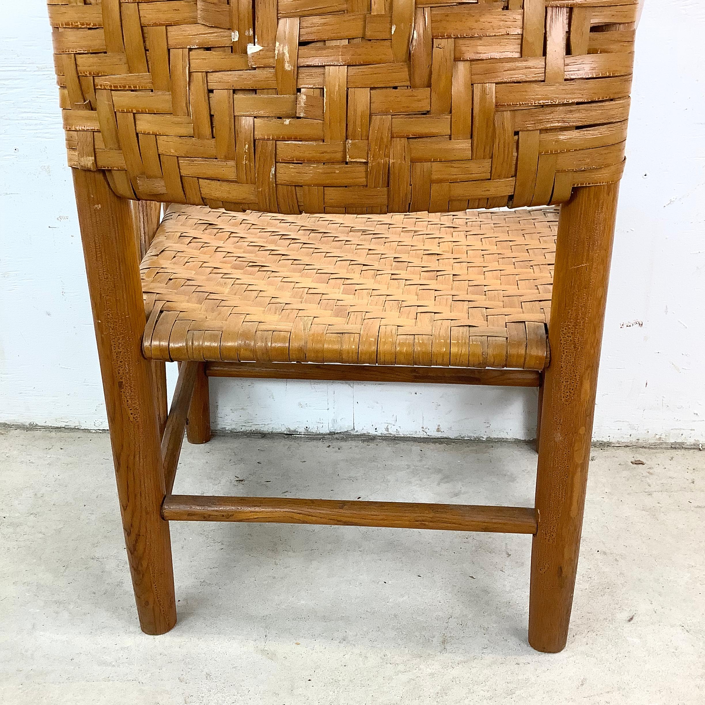 Rustic Modern Rattan Back Armchair For Sale 6