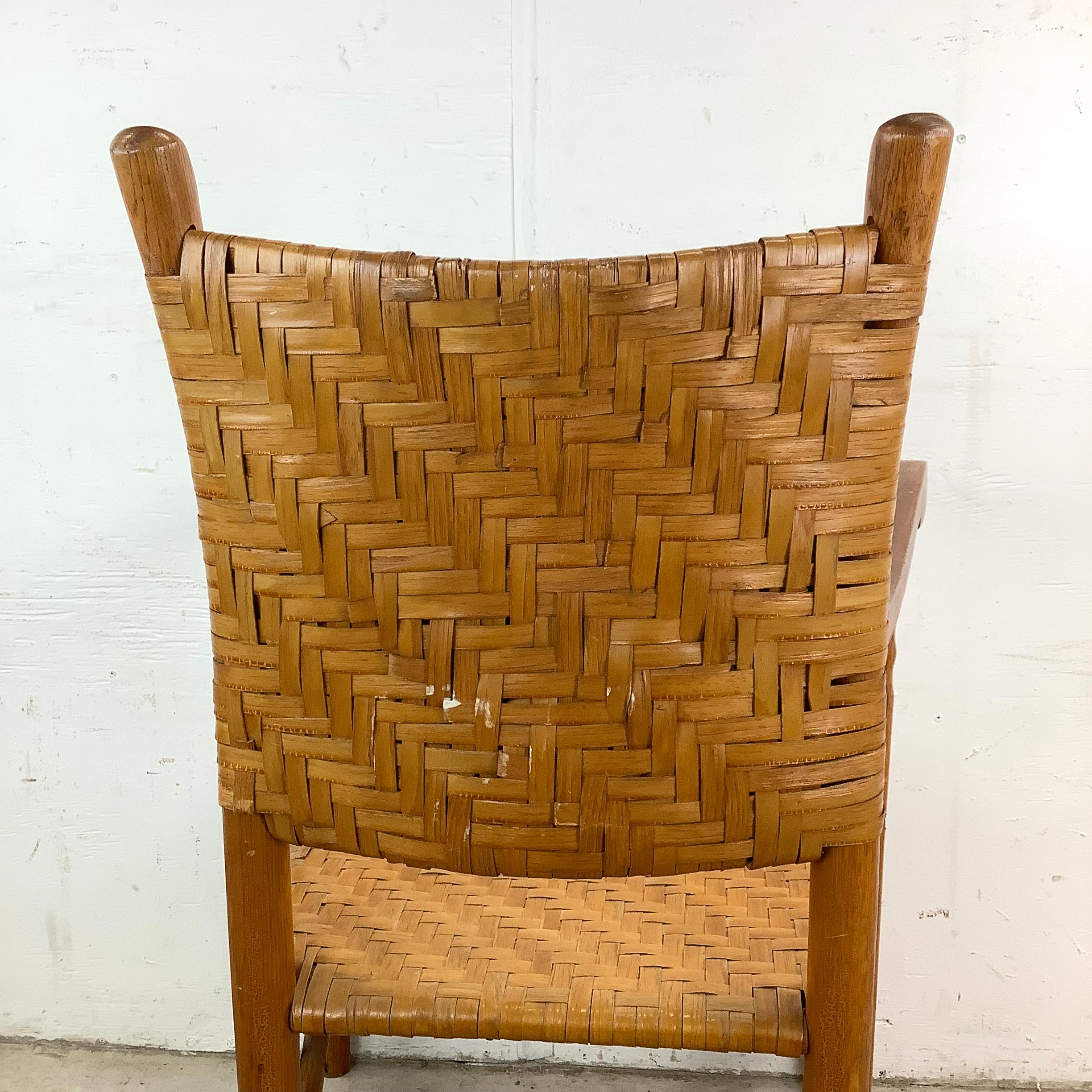 Rustic Modern Rattan Back Armchair For Sale 7