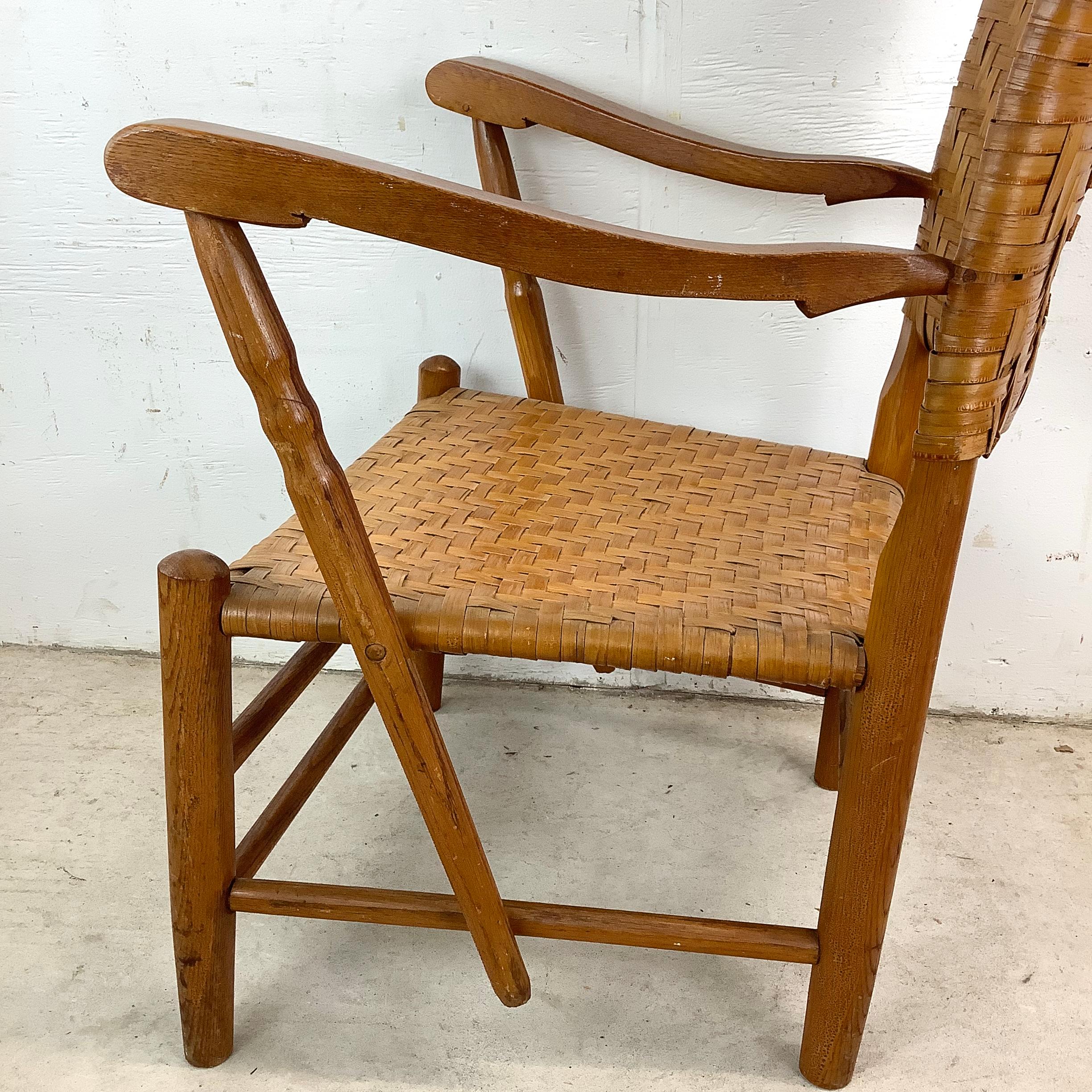Rustic Modern Rattan Back Armchair For Sale 8