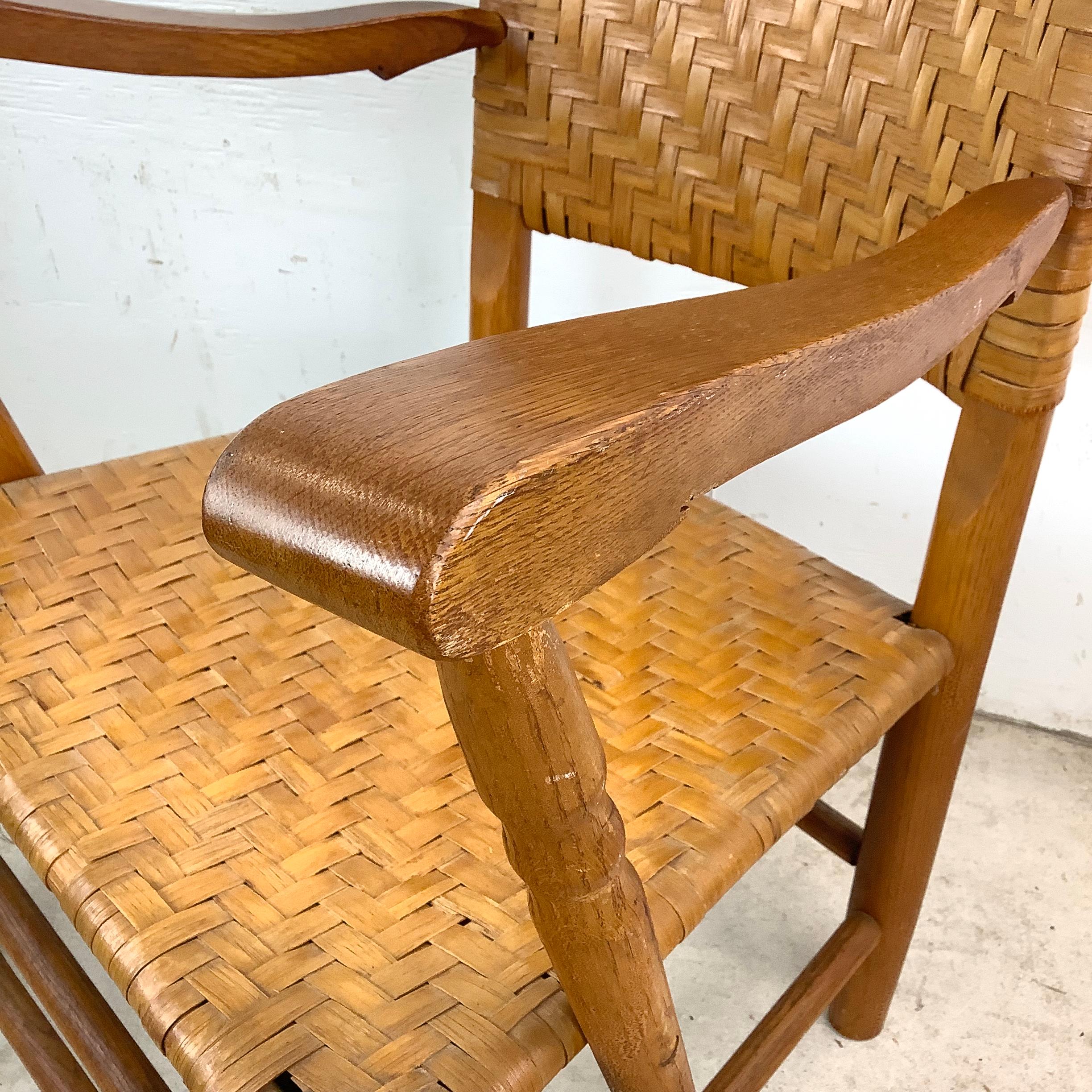Rustic Modern Rattan Back Armchair For Sale 9