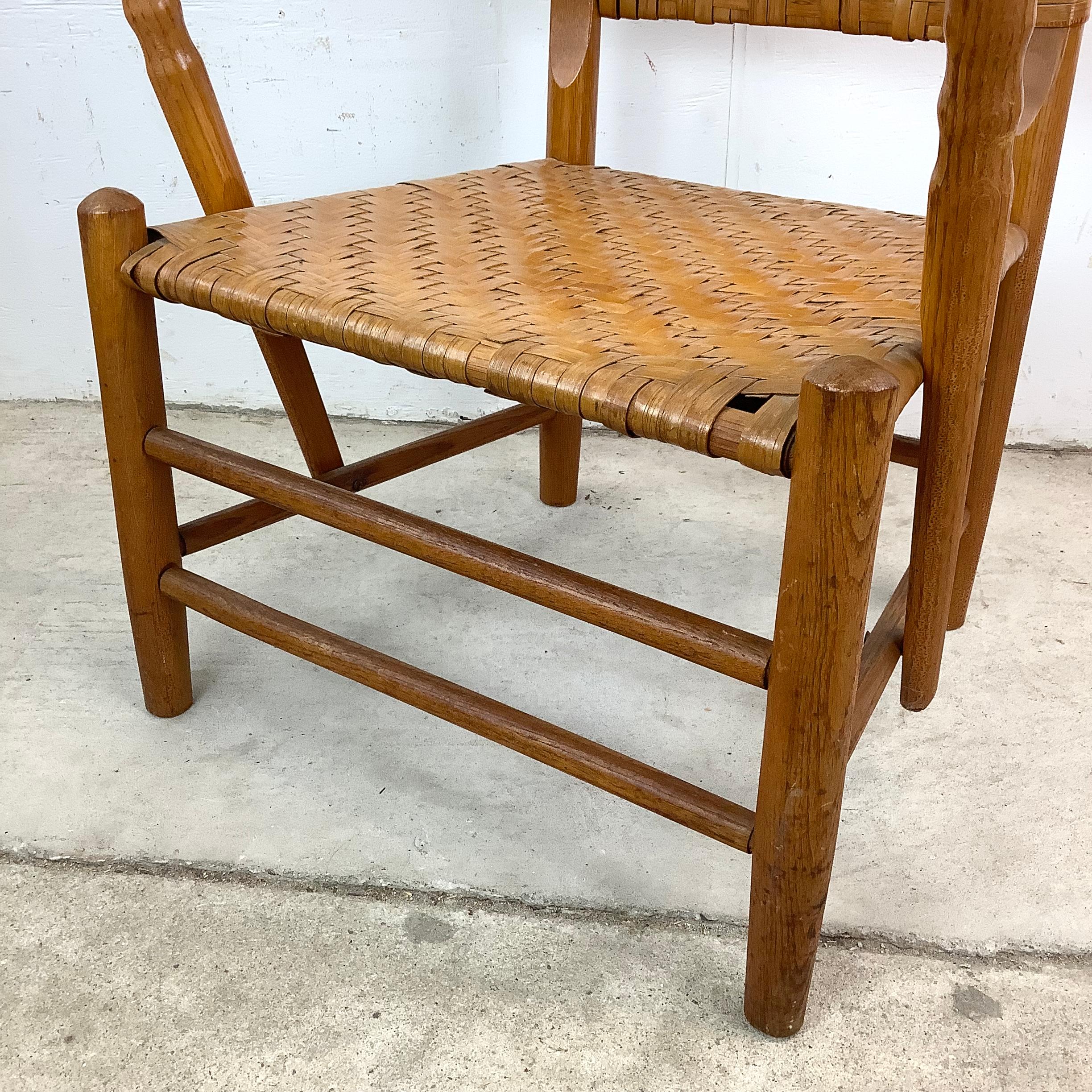 Rustic Modern Rattan Back Armchair For Sale 10